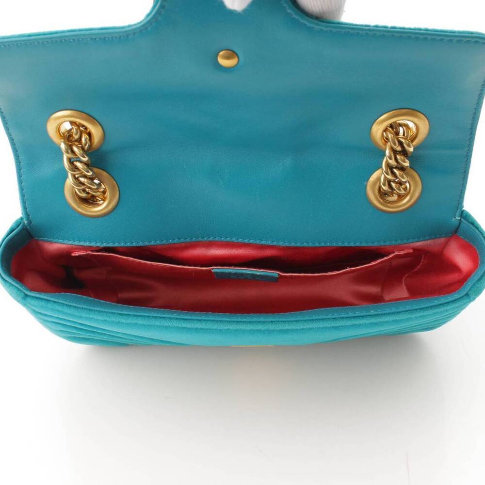 GucciGucci GG Marmont Velvet Chain Shoulder Bag Blue - Picture 6 of 8
